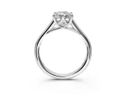 Solitaire Engagement Ring Setting for Radiant Cut Center with Cathedral Band and Prong Head in White Gold