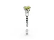 3 Stone Engagement Ring Setting for Fancy Yellow Cushion Cut Center with Round Cut Side Accents and Prong Head in White Gold