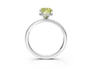 Hidden Halo Engagement Ring Setting for Fancy Yellow Cushion Cut Center with Plain Band and Tall Prong Head in Sterling Silver