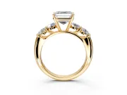 5 Stone Engagement Ring Setting for Asscher Cut Center with Graduated Accents and Prong Head in Yellow Gold