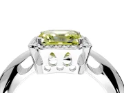 Halo Engagement Ring Setting for Fancy Yellow Asscher Cut Center with Tapered Plain Band and Prong Head in Platinum