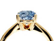 Solitaire Engagement Ring Setting for Fancy Blue Cushion Cut Center with Knife Ridge Band and Claw Prong Head in Yellow Gold