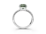 Solitaire Engagement Ring Setting for Fancy Green Princess Cut Center with Multi-Row Pave Accents and Basket Head in Platinum
