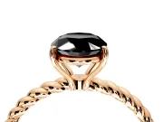 Solitaire Engagement Ring Setting for Fancy Black Oval Center with 2-Strand Rope Twist Band and Prong Head in Rose Gold
