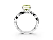 Crossover Engagement Ring Setting for Fancy Yellow Asscher Cut Center with Pave and Plain Strands and Prong Head in Platinum