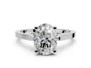 Solitaire Engagement Ring Setting for Oval Center with Tapered Shoulders and Prong Head in Platinum