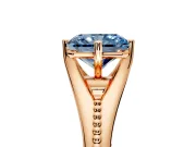 Solitaire Engagement Ring Setting for Fancy Blue Radiant Cut Center with Milgrain Cathedral Band and Prong Head in Rose Gold
