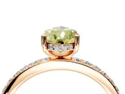 Solitaire Engagement Ring Setting for Fancy Yellow Pear-Shaped Center with Fine Pave Band and Prong Head in Rose Gold