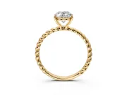 Solitaire Engagement Ring Setting for Oval Center with Plain Twisted Rope Band and Prong Head in Yellow Gold
