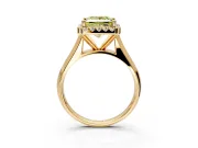 Halo Engagement Ring Setting for Fancy Yellow Princess Cut Center with Square Band and Prong Head in Yellow Gold