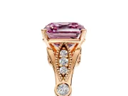 Solitaire Engagement Ring Setting for Fancy Pink Asscher Cut Center with Marquise and Bezel Accents and Prong Head in Rose Gold