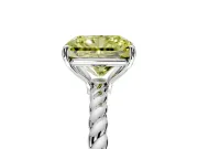 Solitaire Engagement Ring Setting for Fancy Yellow Radiant Cut Center with Plain Twisted Rope Band and Prong Head in White Gold