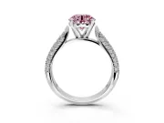 Solitaire Engagement Ring Setting for Fancy Pink Round Cut Center with Multi-Row Accents and Prong Head in Platinum