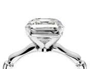 Solitaire Engagement Ring Setting for Asscher Cut Center with Bamboo Band and Prong Head in Platinum