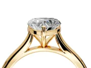 Solitaire Engagement Ring Setting for Heart-Shaped Center with Narrow Cathedral Band and Prong Head in Yellow Gold