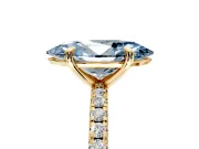 Solitaire Engagement Ring Setting for Fancy Blue Marquise Center with Fine Pave Narrow Band and Prong Head in Yellow Gold