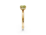Hidden Halo Engagement Ring Setting for Fancy Yellow Cushion Cut Center with Thin Round-Wire Band and Prong Head in Yellow Gold