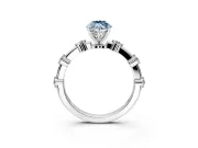 Solitaire Engagement Ring Setting for Fancy Blue Marquise Center with Bezel Station Band and Prong Head in Platinum