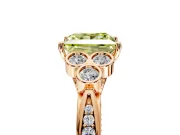 Cluster Engagement Ring Setting for Fancy Yellow Princess Cut Center with Bezel Accent Clusters and Prong Head in Rose Gold