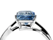 Solitaire Engagement Ring Setting for Fancy Blue Princess Cut Center with Plain Bypass Twist Band and Prong Head in Platinum