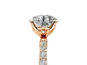 Solitaire Engagement Ring Setting for Round Cut Center with Fine Pave Accents and Prong Head in Rose Gold