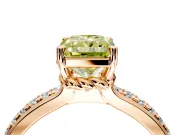 Solitaire Engagement Ring Setting for Fancy Yellow Radiant Cut Center with Raised Channel Band and Prong Head in Rose Gold