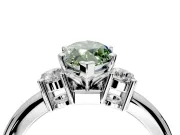 3 Stone Engagement Ring Setting for Fancy Green Marquise Center with Wide Plain Band and Prong Head in Sterling Silver