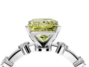 Solitaire Engagement Ring Setting for Fancy Yellow Princess Cut Center with Bezel Station Band and Prong Head in Platinum