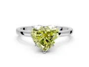 Hidden Halo Engagement Ring Setting for Fancy Yellow Heart-Shaped Center with Plain Band and Tall Prong Head in Sterling Silver