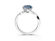 Solitaire Engagement Ring Setting for Fancy Blue Round Cut Center with Plain Split Shank and Prong Head in White Gold