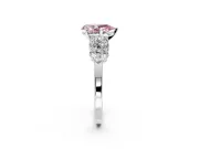 Cluster Engagement Ring Setting for Fancy Pink Pear-Shaped Center with 2-Row Shoulder Clusters and Prong Head in White Gold