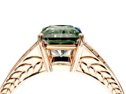Split Shank Engagement Ring Setting for Fancy Green Radiant Cut Center with Pave Split Shank and Prong Head in Rose Gold