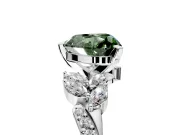 Solitaire Engagement Ring Setting for Fancy Green Heart-Shaped Center with Marquise Accent Twist Band and Prong Head in White Gold