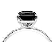 Solitaire Engagement Ring Setting for Fancy Black Radiant Cut Center with Pave Accents and Prong Head in Platinum