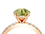 Solitaire Engagement Ring Setting for Fancy Yellow Round Cut Center with Fine Pave Band and Claw Prong Head in Rose Gold