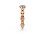 Solitaire Engagement Ring Setting for Round Cut Center with Marquise Panel Band and Prong Head in Rose Gold