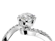 Solitaire Engagement Ring Setting for Marquise Center with Pave Bypass Swirl Band and Prong Head in Sterling Silver