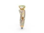 Solitaire Engagement Ring Setting for Fancy Yellow Radiant Cut Center with Woven 3-Strand Pave Band and Prong Head in Yellow Gold