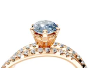 Solitaire Engagement Ring Setting for Fancy Blue Marquise Center with Woven 3-Strand Pave Band and Prong Head in Rose Gold