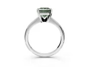Solitaire Engagement Ring Setting for Fancy Green Princess Cut Center with Knife Ridge Band and Claw Prong Head in White Gold