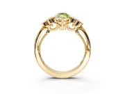 Cluster Engagement Ring Setting for Fancy Yellow Marquise Center with Bezel Accent Clusters and Prong Head in Yellow Gold