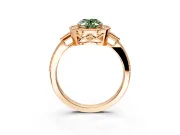 Halo Engagement Ring Setting for Fancy Green Oval Center with Milgrain Rim, Pave Band and Prong Head in Rose Gold
