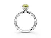 Solitaire Engagement Ring Setting for Fancy Yellow Radiant Cut Center with Marquise Panel Band and Prong Head in Sterling Silver
