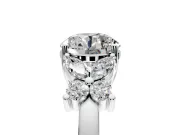 Floral Engagement Ring Setting for Round Cut Center with Marquise Cluster Shoulders and Prong Head in Platinum
