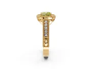 Milgrain Halo Engagement Ring Setting for Fancy Yellow Cushion Cut Center with Pave Band and Prong Head in Yellow Gold