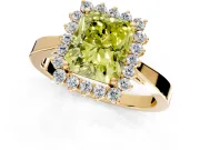 Starburst Halo Engagement Ring Setting for Fancy Yellow Radiant Cut Center with Flat Cathedral Band and Prong Head in Yellow Gold