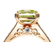 Solitaire Engagement Ring Setting for Fancy Yellow Asscher Cut Center with Channel Band and Double Claw Prong Head in Rose Gold