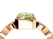 Vintage Station Engagement Ring Setting for Fancy Yellow Radiant Cut Center with Accents and Prong Head in Rose Gold