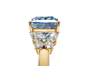 Solitaire Engagement Ring Setting for Fancy Blue Princess Cut Center with Marquise Flower Shoulders and Prong Head in Yellow Gold