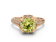 Solitaire Engagement Ring Setting for Fancy Yellow Cushion Cut Center with Accented Split Shank and Prong Head in Rose Gold